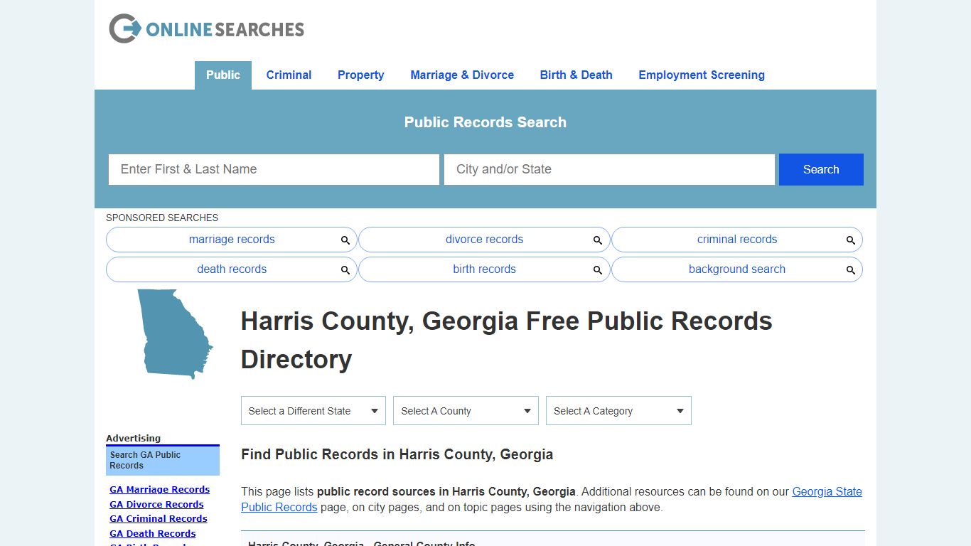 Harris County, Georgia Public Records Directory - OnlineSearches.com